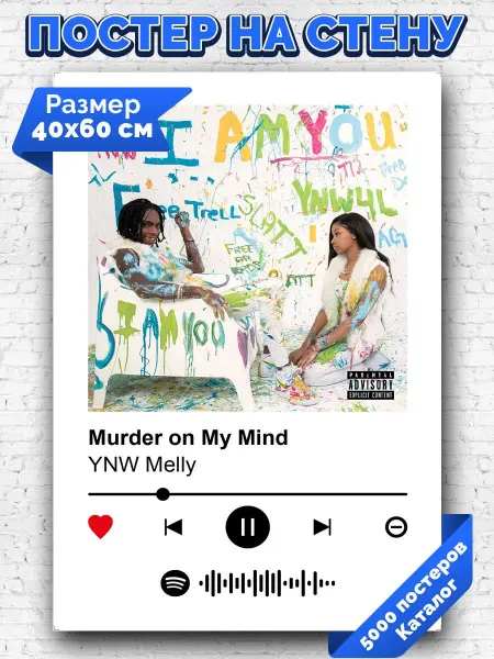 Arthata-spotify постер Спотифай постер Спотифай постер YNW Melly - Murder on my mind 40х60
