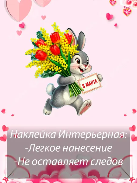 Sticker_Seller178 Кролик 8 марта Весна цветы наклейка