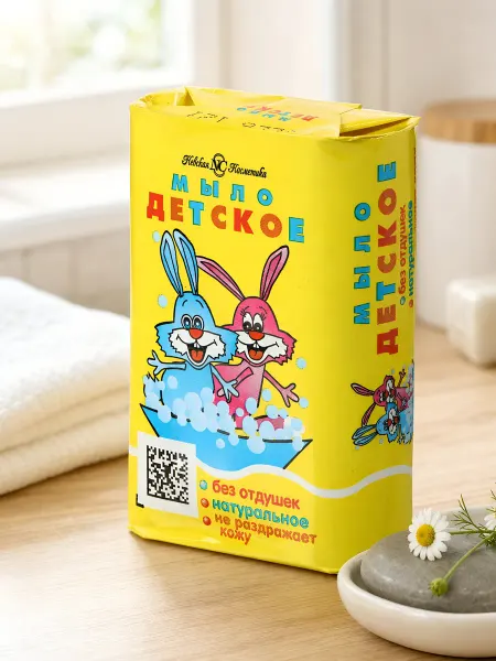 Невская Косметика. Мыло детское для купания гипоаллергенное без отдушек 90 г