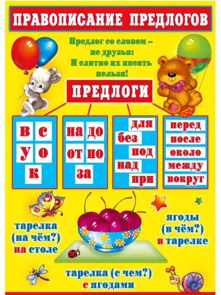 Art.NEW Плакат для школы "Правописание предлогов" ламинированный