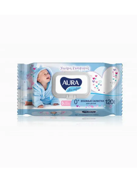 Aura Салфетки влажные детские Ultra Comfort упаковка 120шт