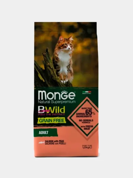 Сухой корм Monge Bwild Grain Free Adult Salmon, 1500 г