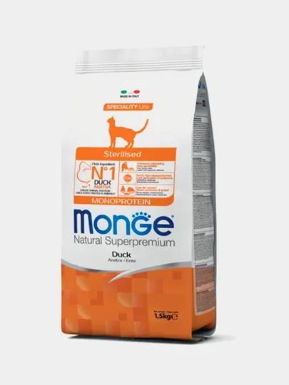 Сухой корм Monge Cat Sterilised Duck, 1500 г