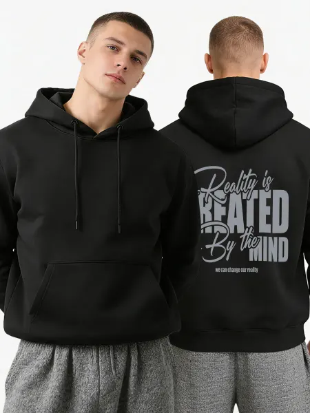 Спортивное худи с принтом «Reality is created», оверсайз