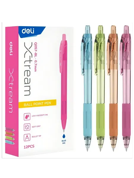 DELI Ручка шариковая EQ057-BL синий (уп. 12шт)