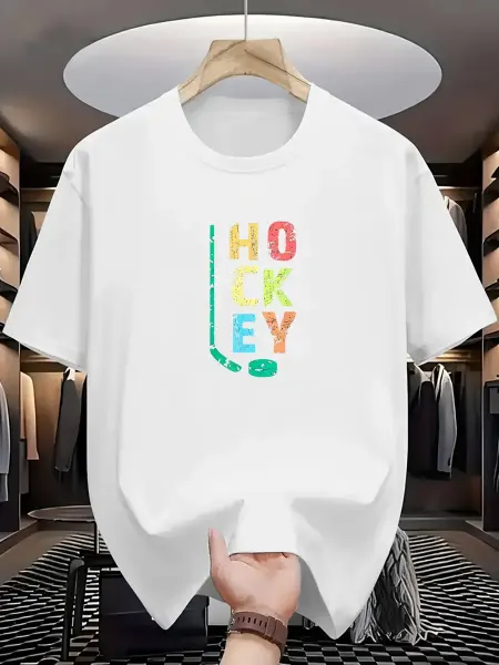 Футболка черная Хоккейная клюшка яркая