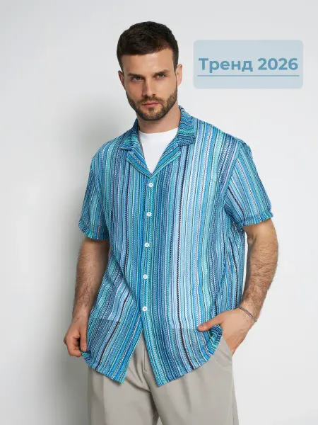 MONEXSTYLE Рубашка летняя с коротким рукавом в полоску