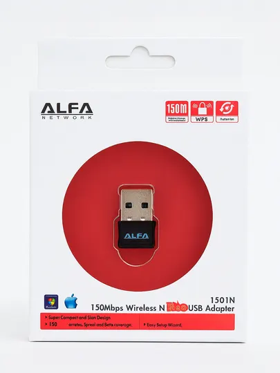 Wi-Fi адаптер ALFA 1501N 2.4GHz для ПК и ноутбука 150Мб/с