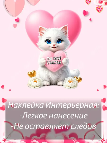Sticker_Seller178 Ты мое счастье кот сердце наклейка с любовью