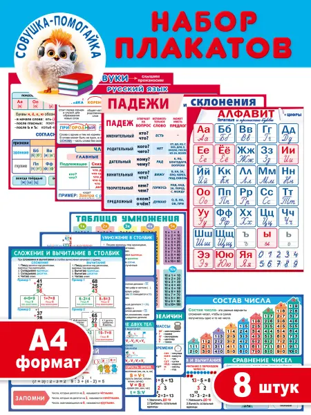 Галерея дизайна Набор обучающих плакатов для школы А4 8 шт