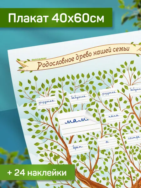 Выручалкин Плакат Родословное древо с наклейками