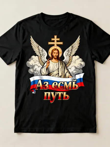Футболка с изображением Иисуса Христа и крыльями, православн