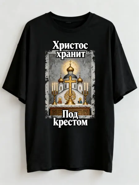 Футболка с православным мотивом! Христос хранит Под крестом