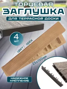 Заглушки пластиковые для террасной доски (ДПК) 150х25, 4 шт