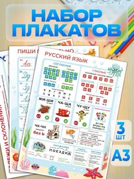 РТ полиграфия Набор обучающих плакатов для начальной школы Русский язык