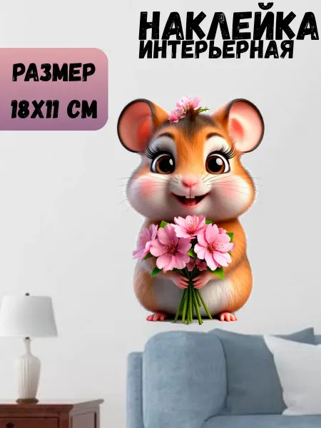 Sticker_Seller178 Хомяк с цветами