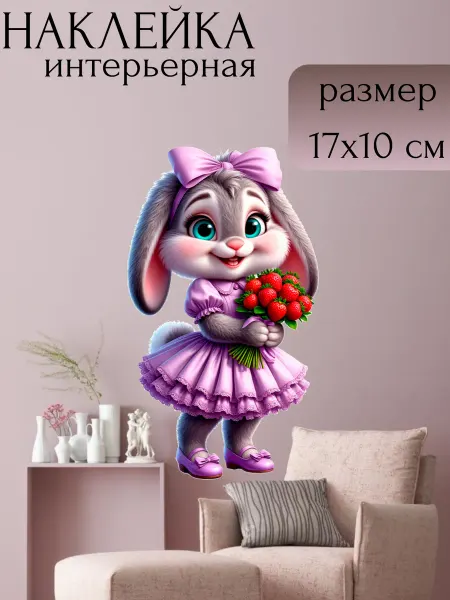 Sticker_Seller178 кролик в платье с цветами