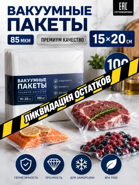 ГермесПак Пакеты для вакууматора рифленые 15х20 см 100 шт
