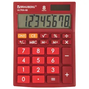 Калькулятор BRAUBERG ULTRA-08-WR, КОМПАКТНЫЙ (154x115мм), 8 разрядов, БОРДОВЫЙ, 250510