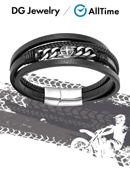 DG Jewelry Браслет кожаный бижутерия