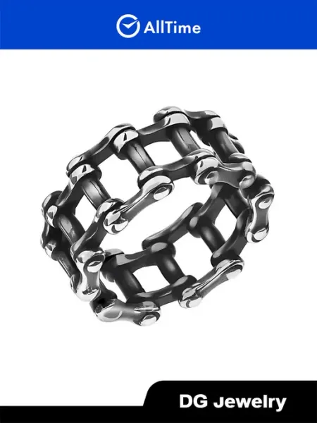 DG Jewelry Кольцо стальное "Мотоцепь" бижутерия