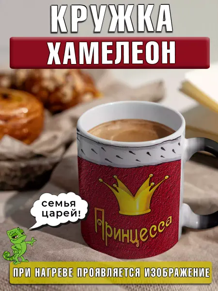 LapinMega Кружка хамелеон Принцесса именная с надписью большая подарок