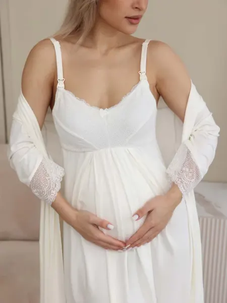 Hunny Mammy Кружевной пеньюар - халат с сорочкой для беременных 15732