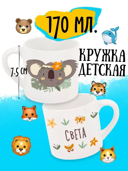 Luzimuzi Кружка детская Коала Именная Света