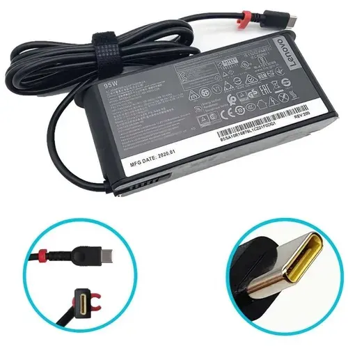 Зарядное устройство для ноутбука Lenovo, IdeaPad 5 15IIL05 81YK001CRK, 20V - 4.75A, (Штекер: Type-C) 95 Вт Slim Round
