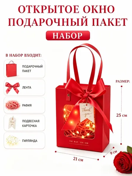 Для упаковки подарка с гирляндой Набор пакетов 3 шт