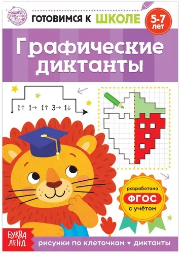 Обучающая книга "Графические диктанты" для детей, тренажёр для подготовки руки к письму, 16 страниц