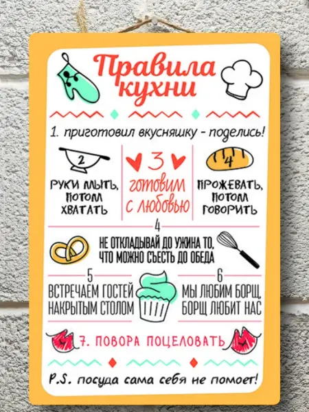 Декор для дома ПРАВИЛА Декор на кухню постер