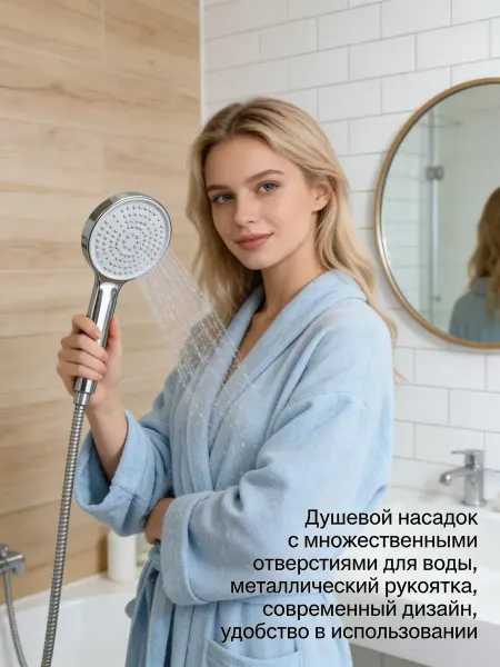 Круглая лейка для душа, хромированная, серая, массажная