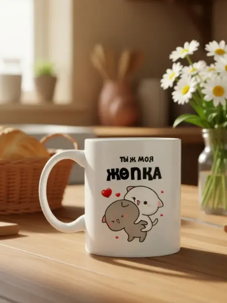 Обнимашки Кружка подарочная с приколом Ты ж моя жопка мем