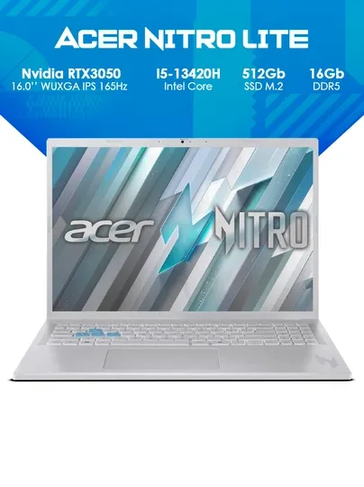 Ноутбук Acer Nitro Lite i5-13420H 16GB 512GB RTX3050 16" White
