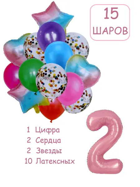 Balloon Day Шарики воздушные набор 16 фотозона рад цифра 2 года девочке