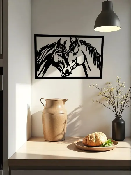 Сutting wood Панно на стену деревянное "Лошади" 25 х 16 см цвет черный
