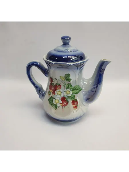 Винтажный кофейник, керамика деколь 1.1 л,СССР