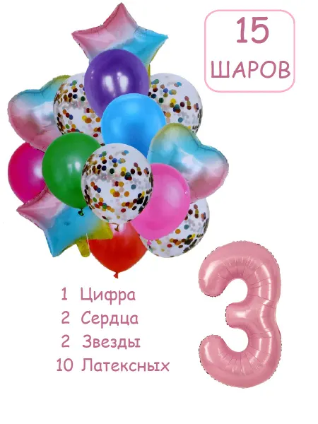 Balloon Day Шарики воздушные набор 16 фотозона прад цифра 3 года девочке