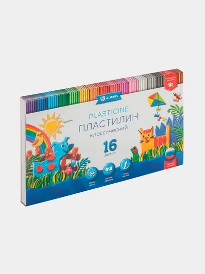 Пластилин для детей Globus, классический, 16 цветов, 320 г