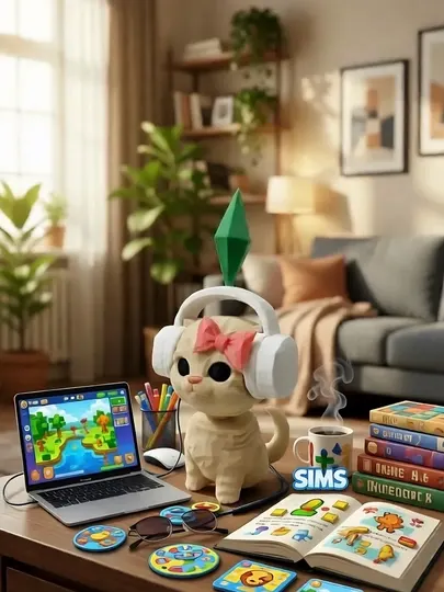 3D-фигурка кота из игры Sims – декоративная игрушка с подвижной головой, 16 см