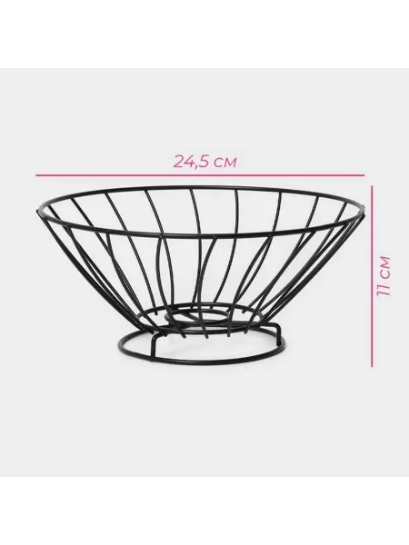 Доляна Фруктовница 24.5×24.5×11 см, чёрная