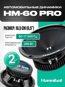 Колонки автомобильные 16,5 см Deaf Bonce Hannibal HM-6E PRO / динамики Alphard