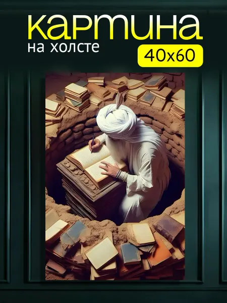 Art4You Картина на холсте для дома Старец с книгами 40х60 см