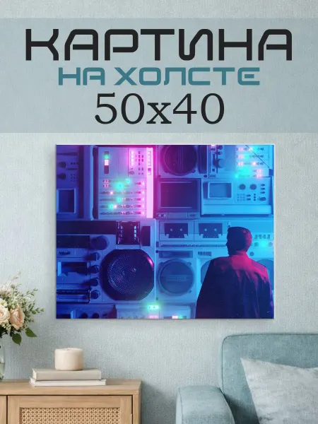 ПринтСтори Картина на стену 50x40 Ретро неон