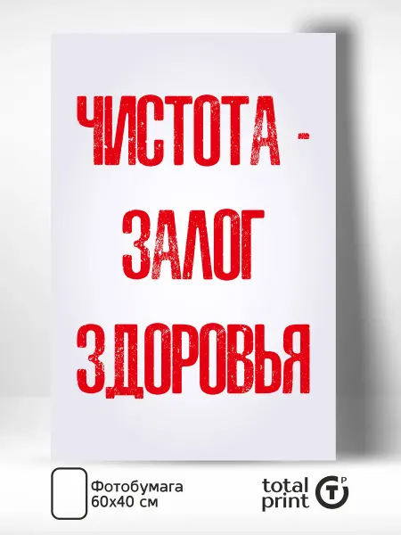 Totalprint Постер на стену для интерьера Чистота залог здоровья 60х40см