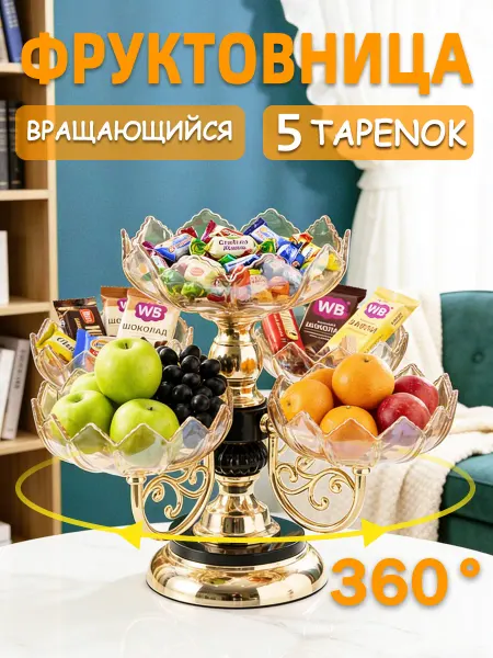 Aikenn Фруктовница вращающаяся ярусная этажерка для фруктов