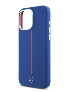 Чехол Mercedes Liquid silicone MagSafe на Apple iPhone 16 Pro Max силиконовый, с металлической защитой камеры, с функцией Магсейф, с принтом Vert Blue, синий