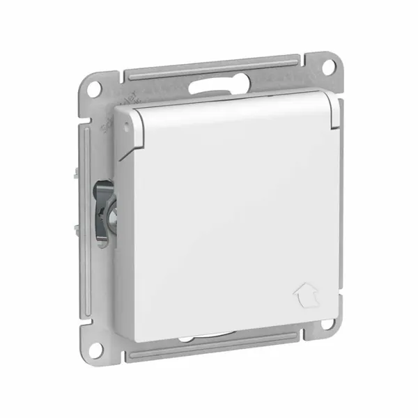 Schneider Electric AtlasDesign Розетка с заземлением, со шторками, с крышкой 16А, механизм, белый ATN000146