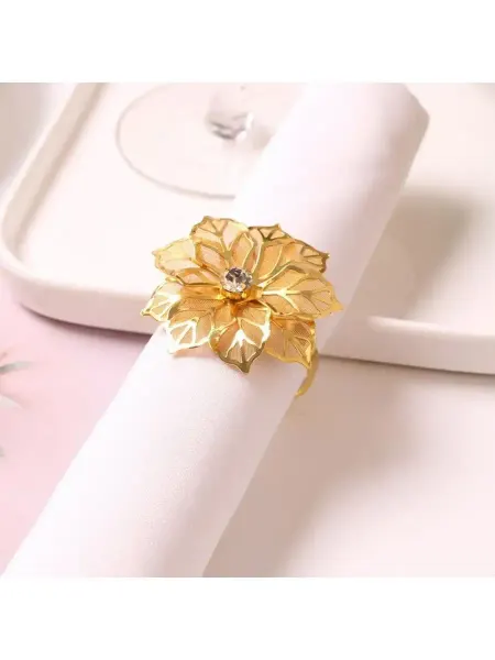 RingsGoods Кольца для салфеток Цветы ажурные золотистые